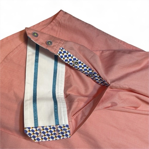 Robert Graham Mens Large Button-Up Shirt Salmon Long Sleeve Flip Cuffs Round Hem - Picture 5 of 9